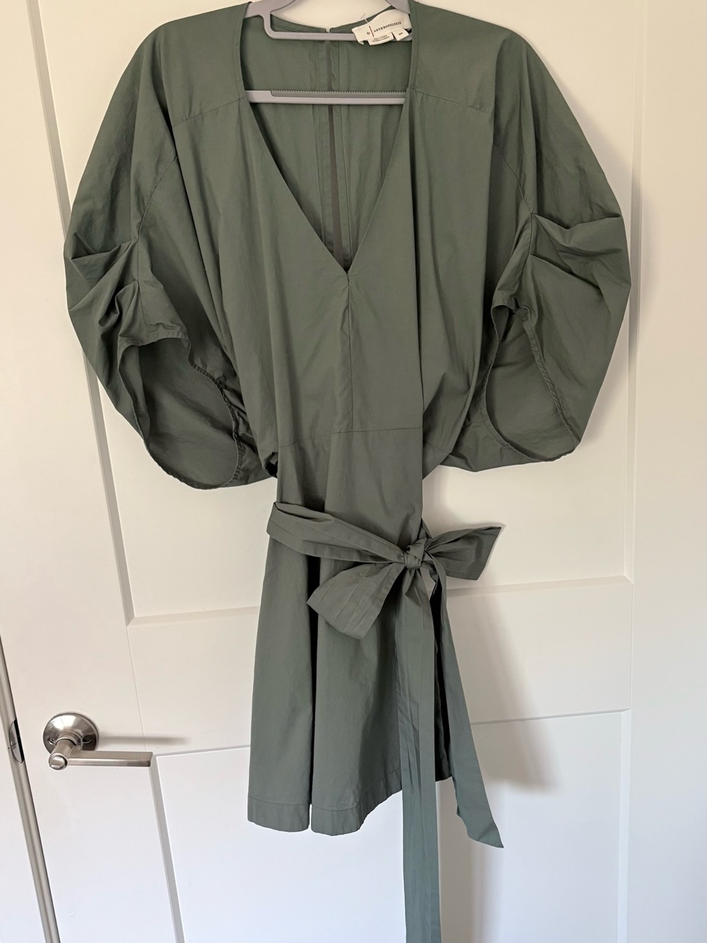 Anthropologie Sage Green Dress with Pleated Dolman Style Sleeves-NWOT